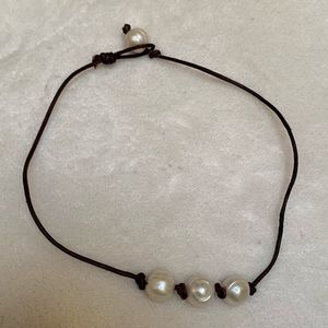 Y2K Beachy Boho Pearl String Choker Necklace
